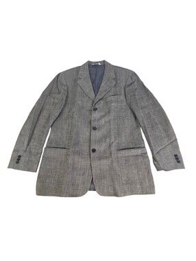 Donna Karan Signature Linen Blazer Jacket Made in Italy Mens Size 42R Gray 3 Btn
